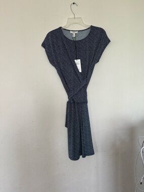 Halston Heritage Navy Speckled Wrap Midi Dress